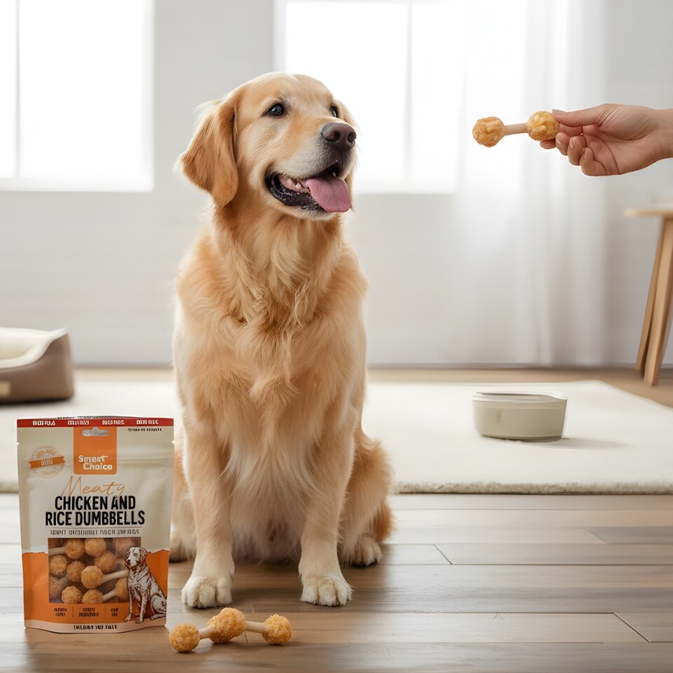 image 1 of Pack of Dumbbell Dog Treats Chicken Rice Flavour Puppy Pet Dental Chew Snacks