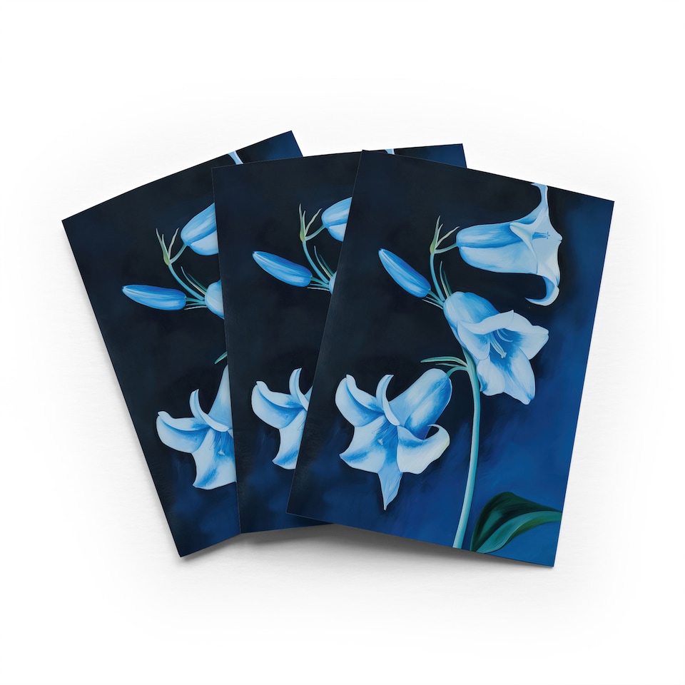 image 1 of Bluebell Flowers Greeting Card Wildflower Painting Any Occasion Set of 3 Blank