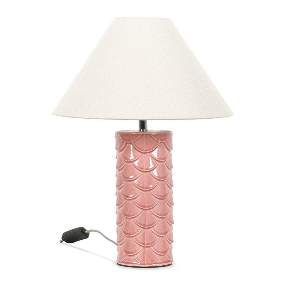 ValueLights Athena Pink Seashell Table Lamp Natural Taper Shade