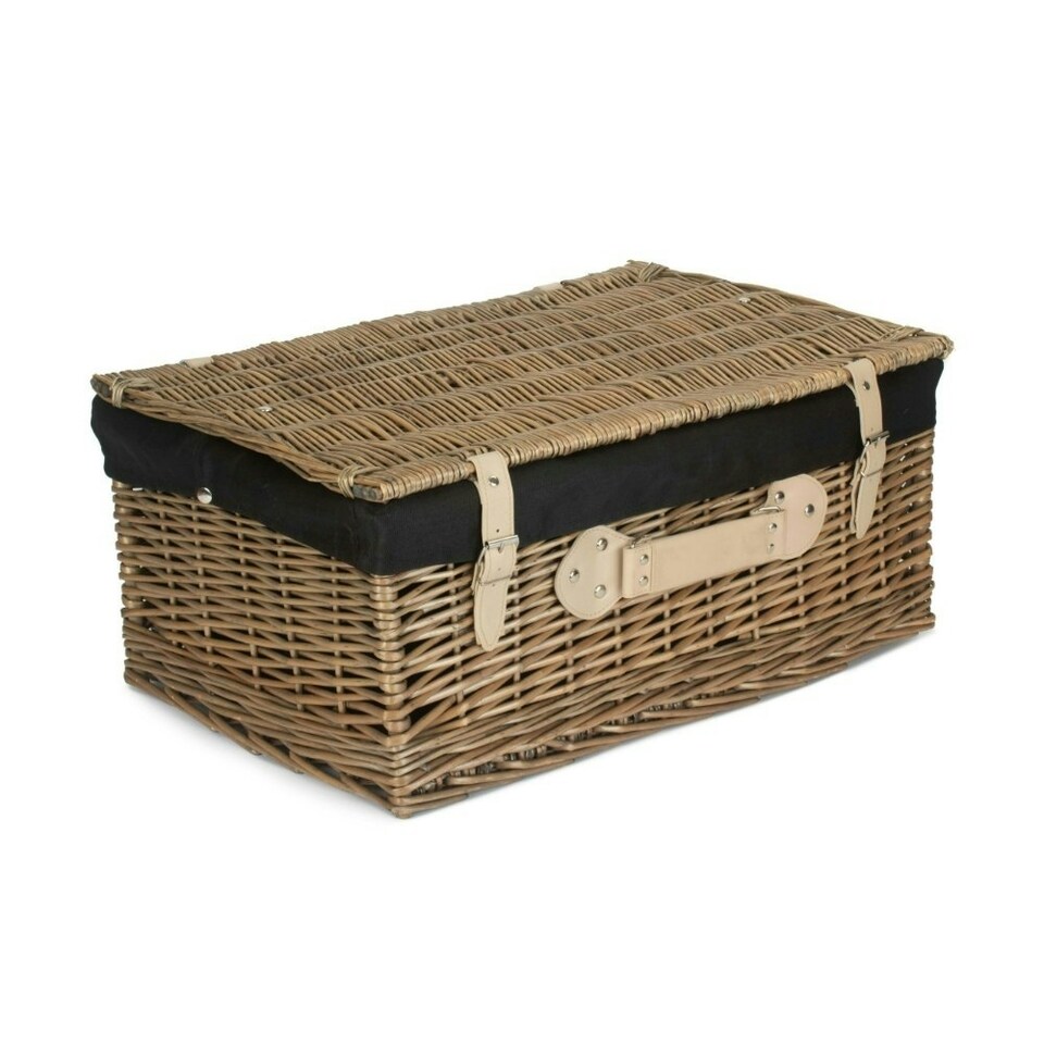 image 1 of 55cm Antique White Wash Basket with Lining Black | Black | One Size