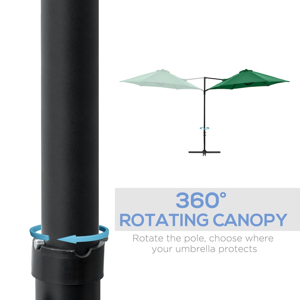 image 1 of Outsunny 2.5M Patio Umbrella with 360 Rotation and Base, Green