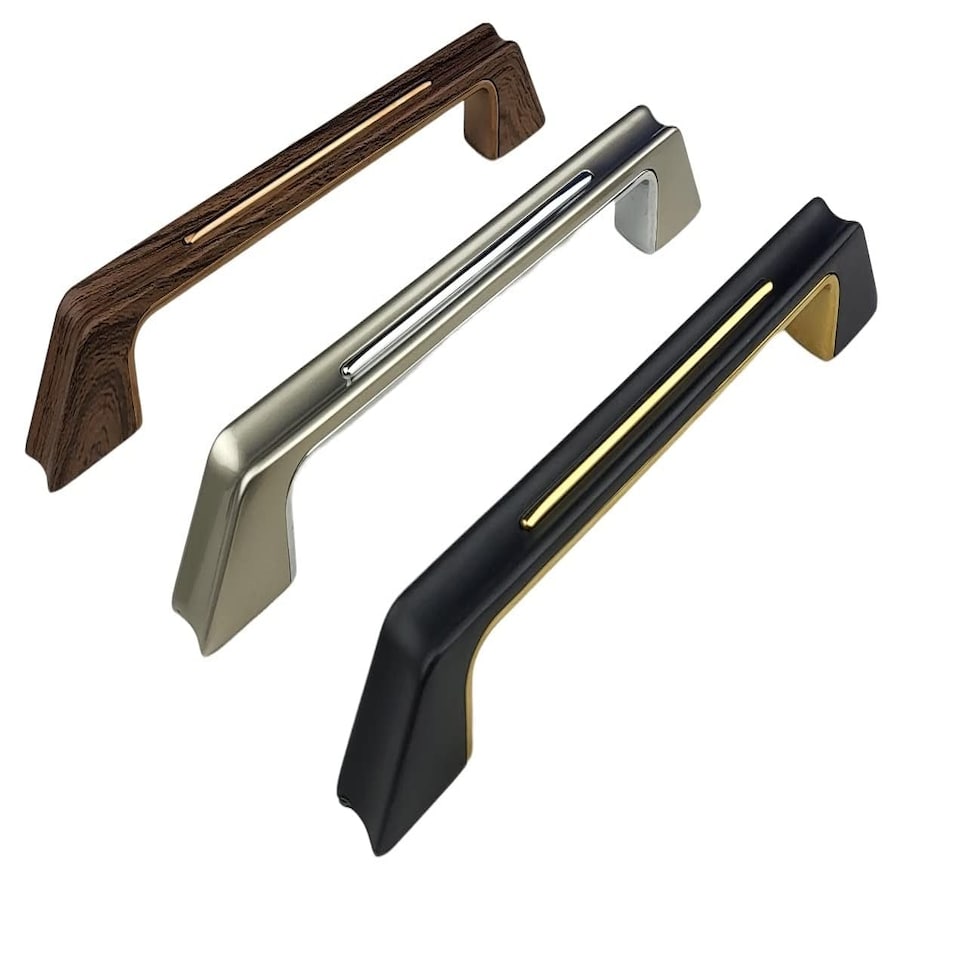 image 1 of Golden Grace Kappa Unique Design Premium Cabinet Cupboard Pull Handles in Black & Gold Finish - 160mm | Black