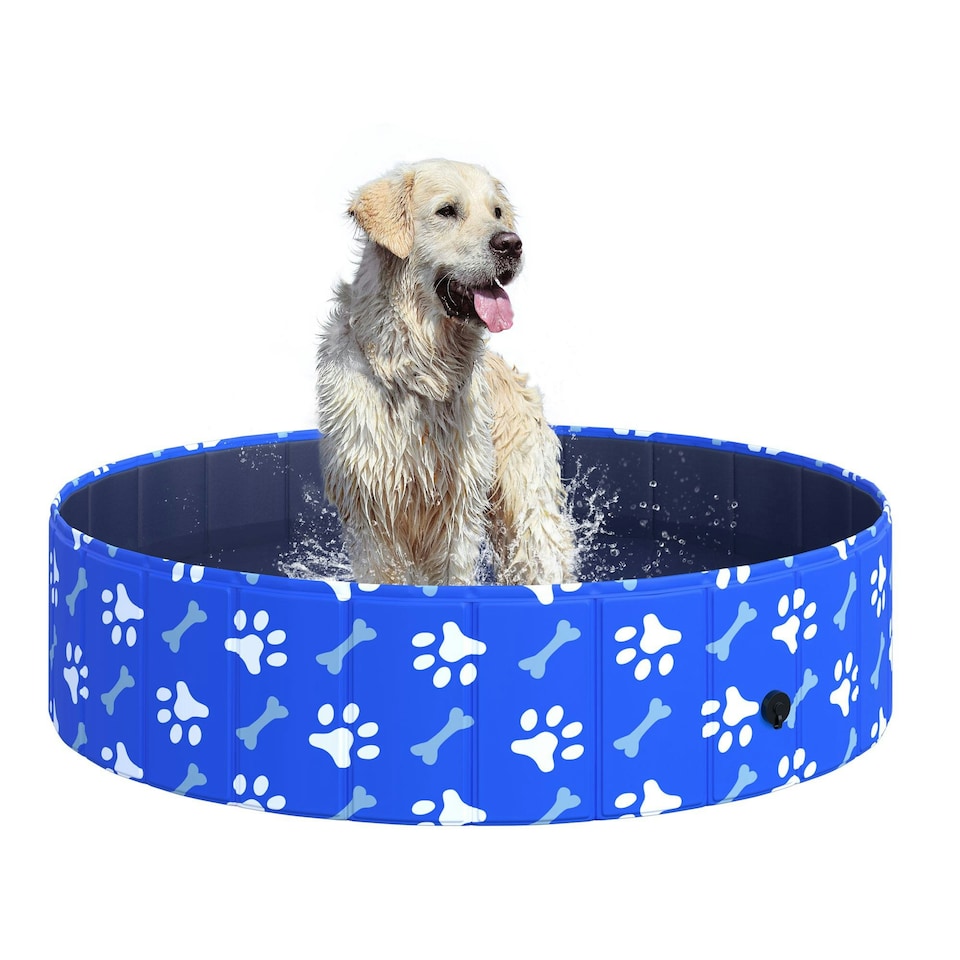 image 1 of PawHut Dog Swimming Pool Foldable Pet Bathing Shower Tub Padding Pool Φ120cm L
