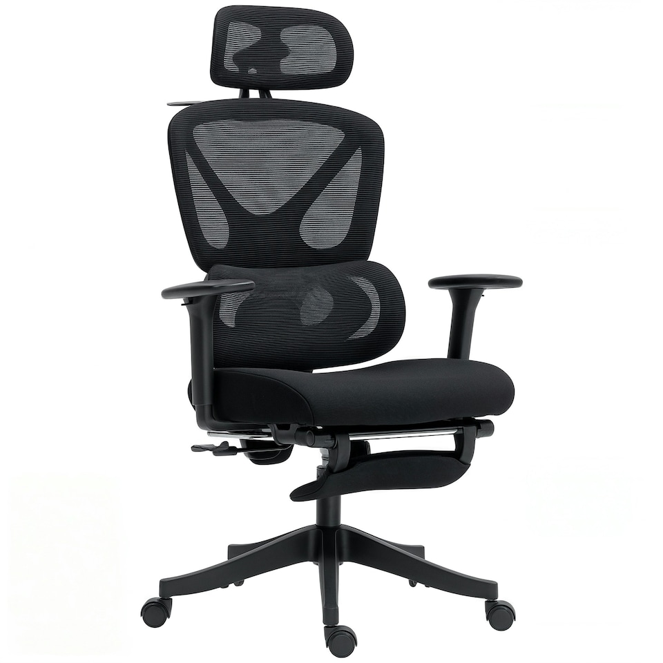 image 1 of HOMCOM Executive Office Chair, Recliner Computer Chair with Footrest, Black