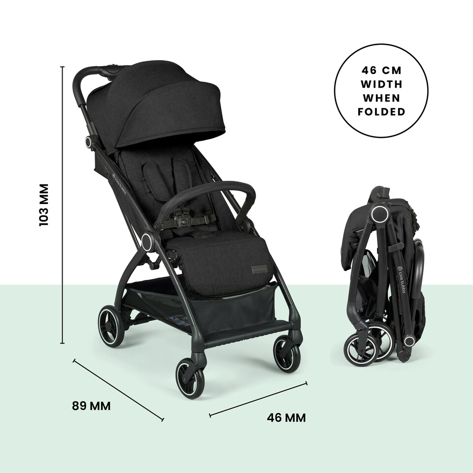 image 1 of Aries Autofold Stroller - Feather-Light Design, Multi-Position Recline, Handy Auto-Fold, Birth to 22kg, UPF 50+ Hood & Raincover (Black)
