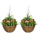 image 9 of Outsunny 2 PCs Artificial Lisianthus Flower Hanging Planter Basket Orange