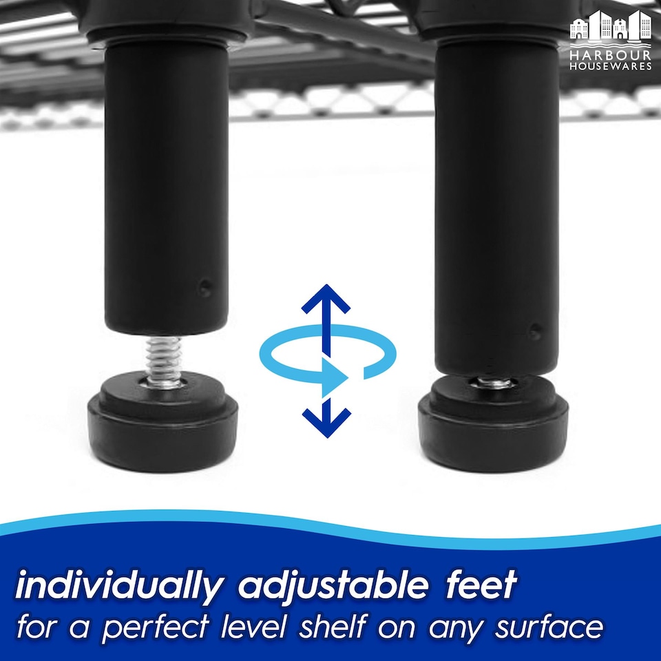 image 1 of Harbour Housewares Adjustable Wire Shelving Units - 6 Tier - Black - Set of 2