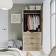 image 4 of 2 Door 3 Drawer Wardrobe with Hanging Rail - Modern Bedroom Storage Furniture | White | White with Oak Doors | 1