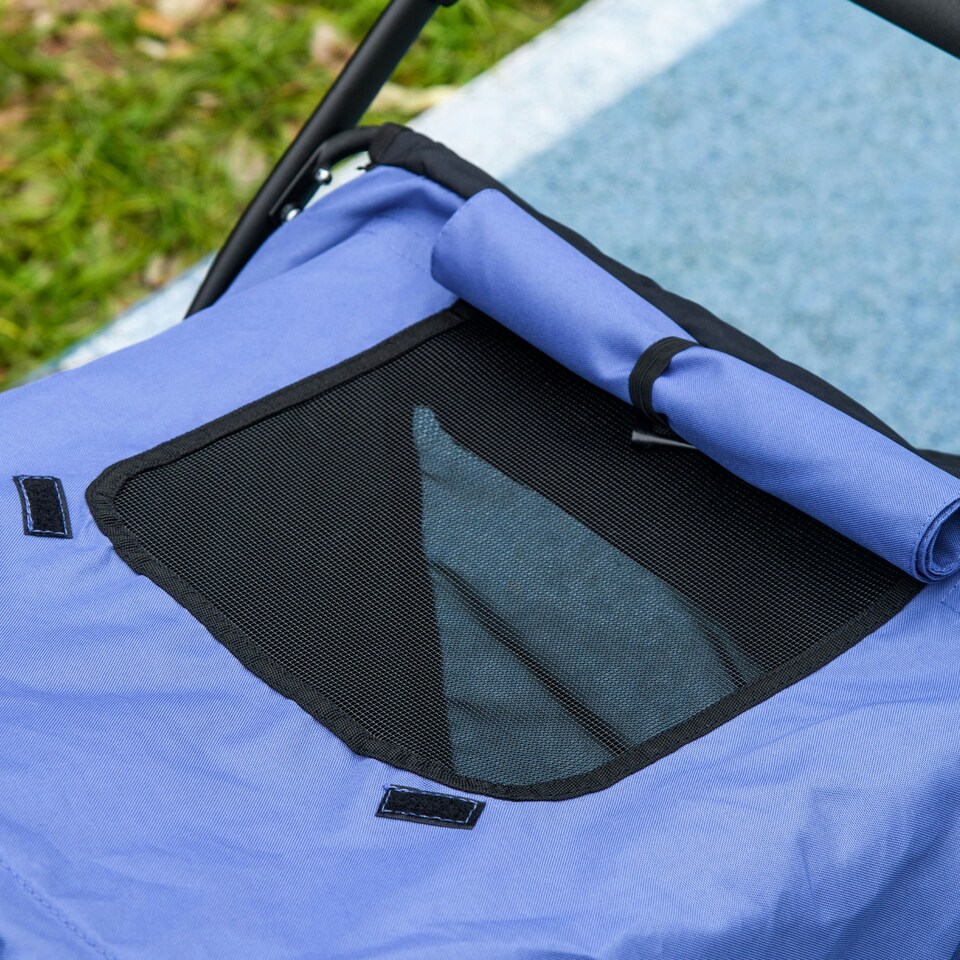 image 1 of PawHut Foldable Pet Stroller with Cushion, for M, L Dogs - Blue