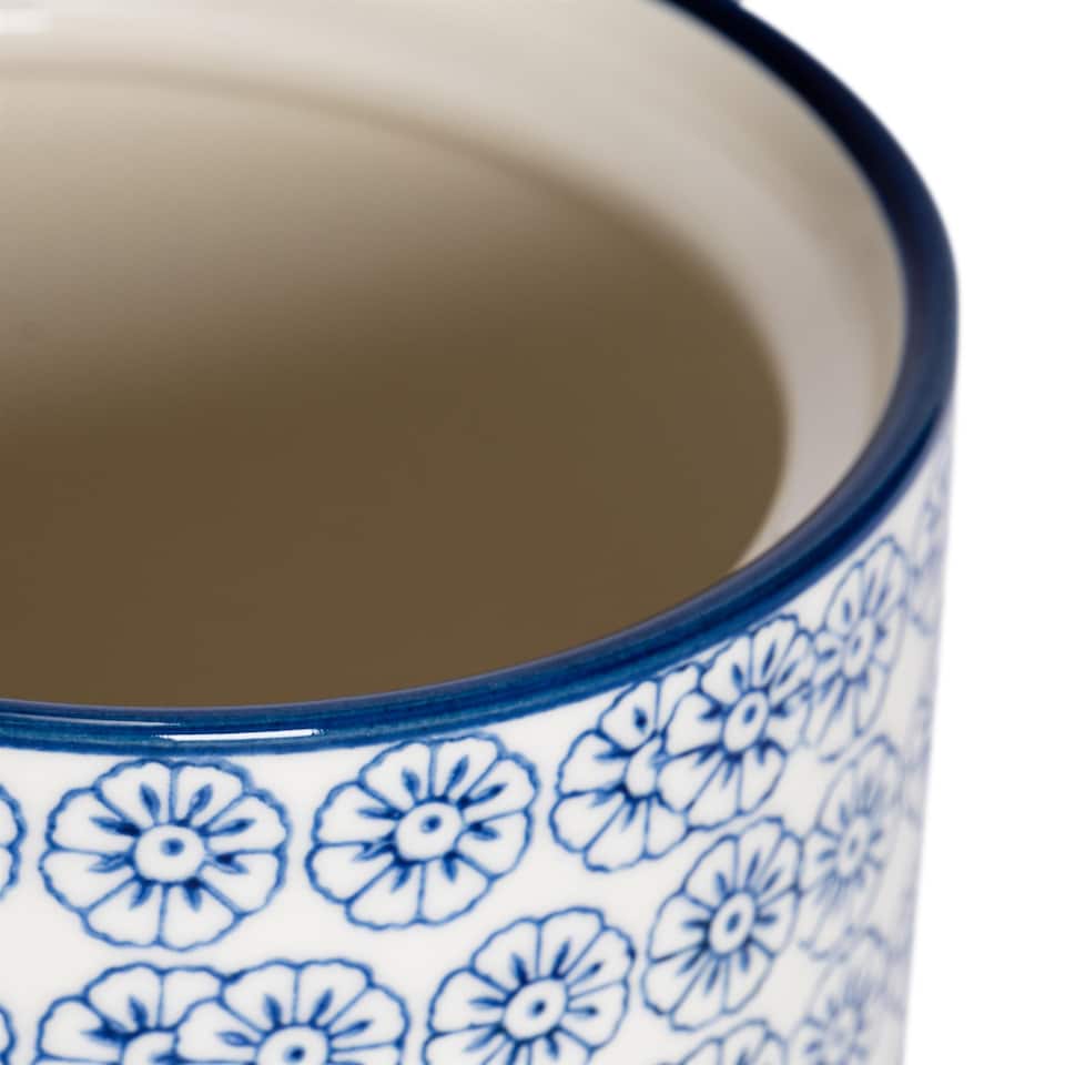 image 1 of Nicola Spring Hand-Printed Kitchen Canister - 1 Litre - Navy