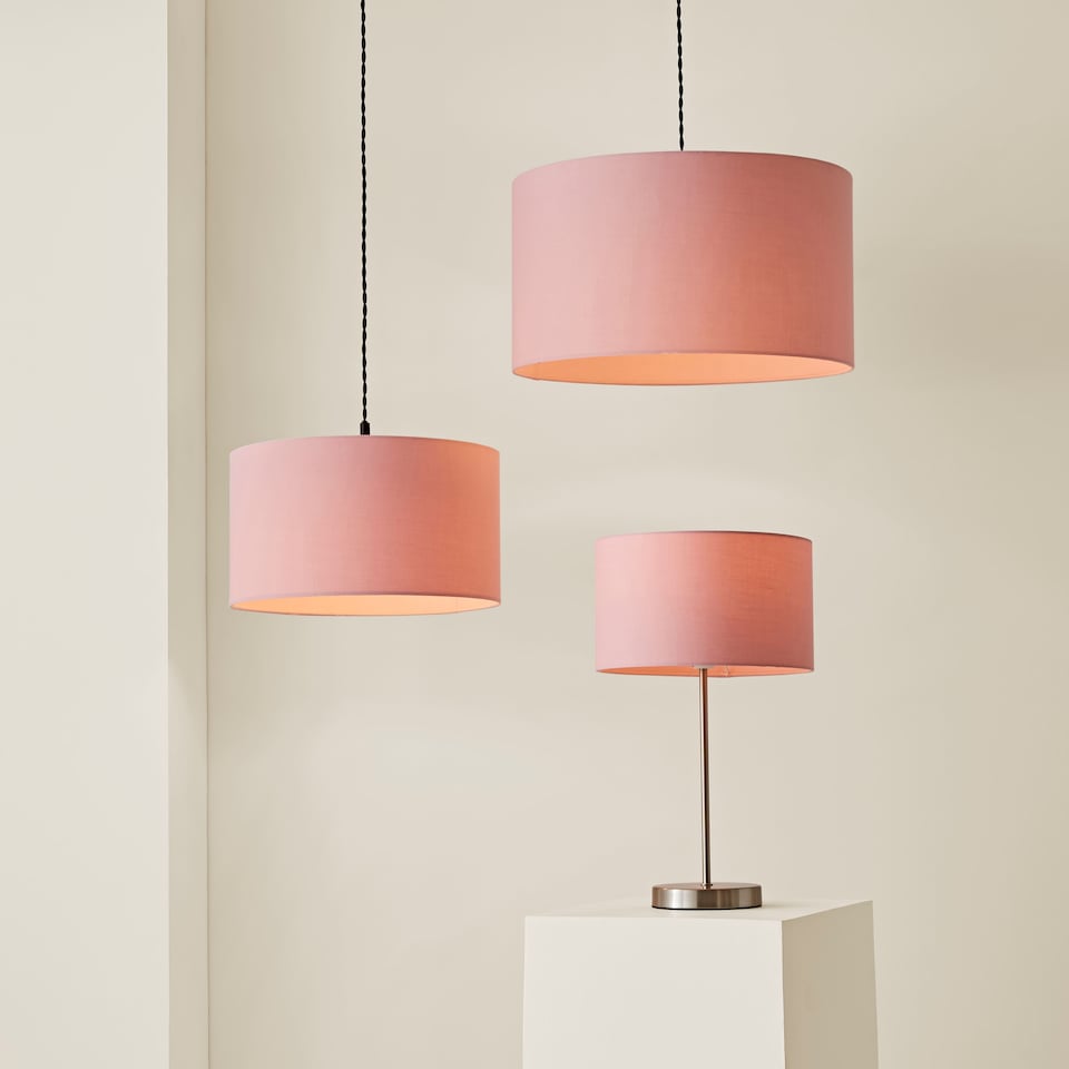 image 1 of ValueLights Reni Medium Pink Fabric Pendant Shade | Pink