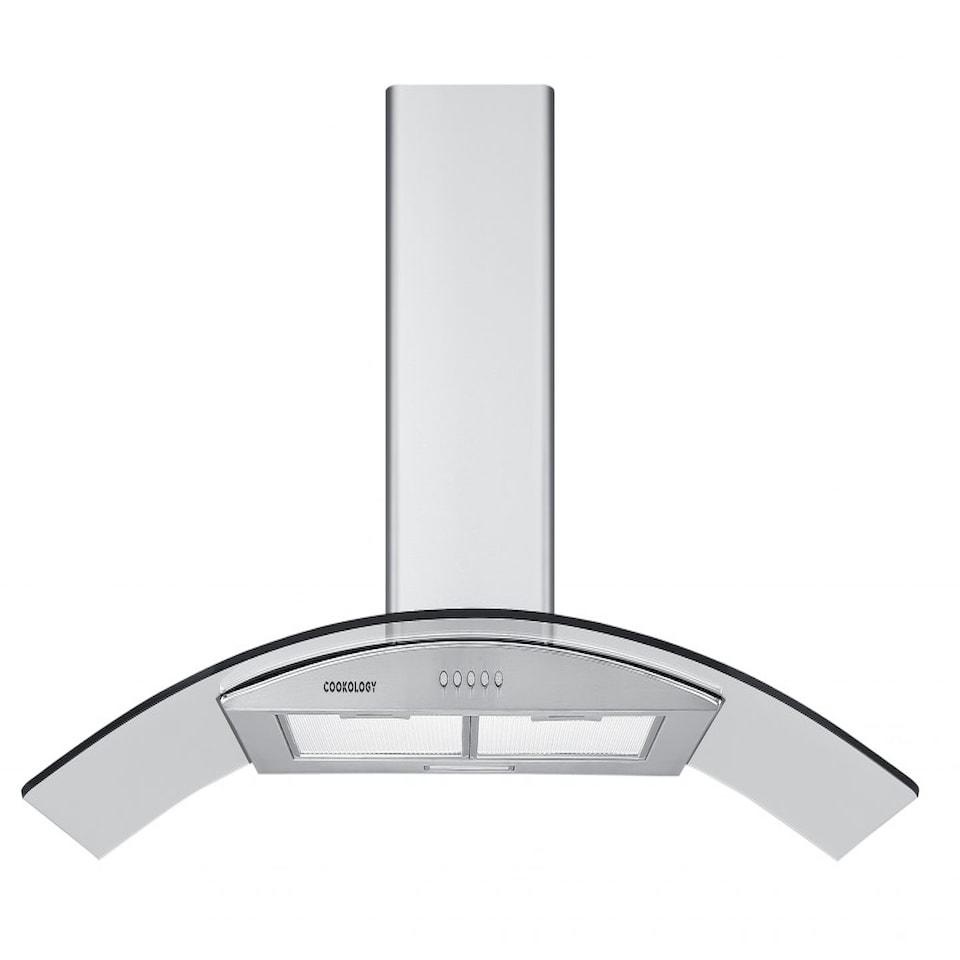 image 1 of Cookology 100cm Stainless Steel Curved Glass Chimney Cooker Hood - Energy Rating A