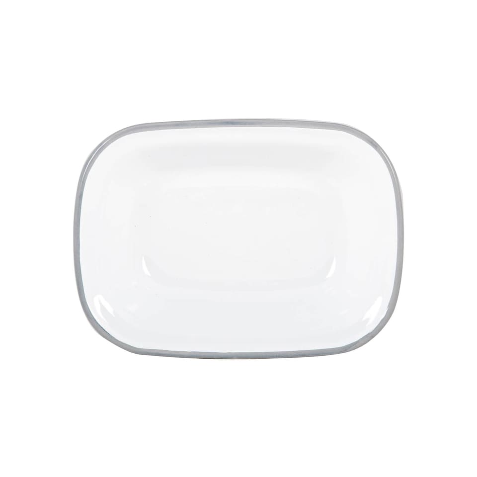 image 1 of Argon Tableware White Enamel Pie Dish - 20cm - Grey