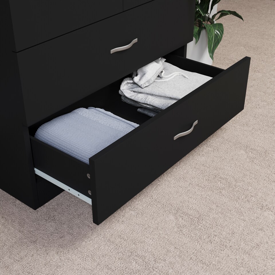 image 1 of Vida Designs Riano 2 Door 2 Drawer Wardrobe With Shelf & Clothes Rail, Black