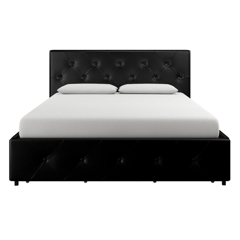 image 1 of Dakota Bed with Storage PU Black, Double