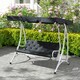 image 8 of Outsunny 3 Seater Garden Bench Cushion Outdoor Seat Pad with Ties Black | Black | 3 Seater