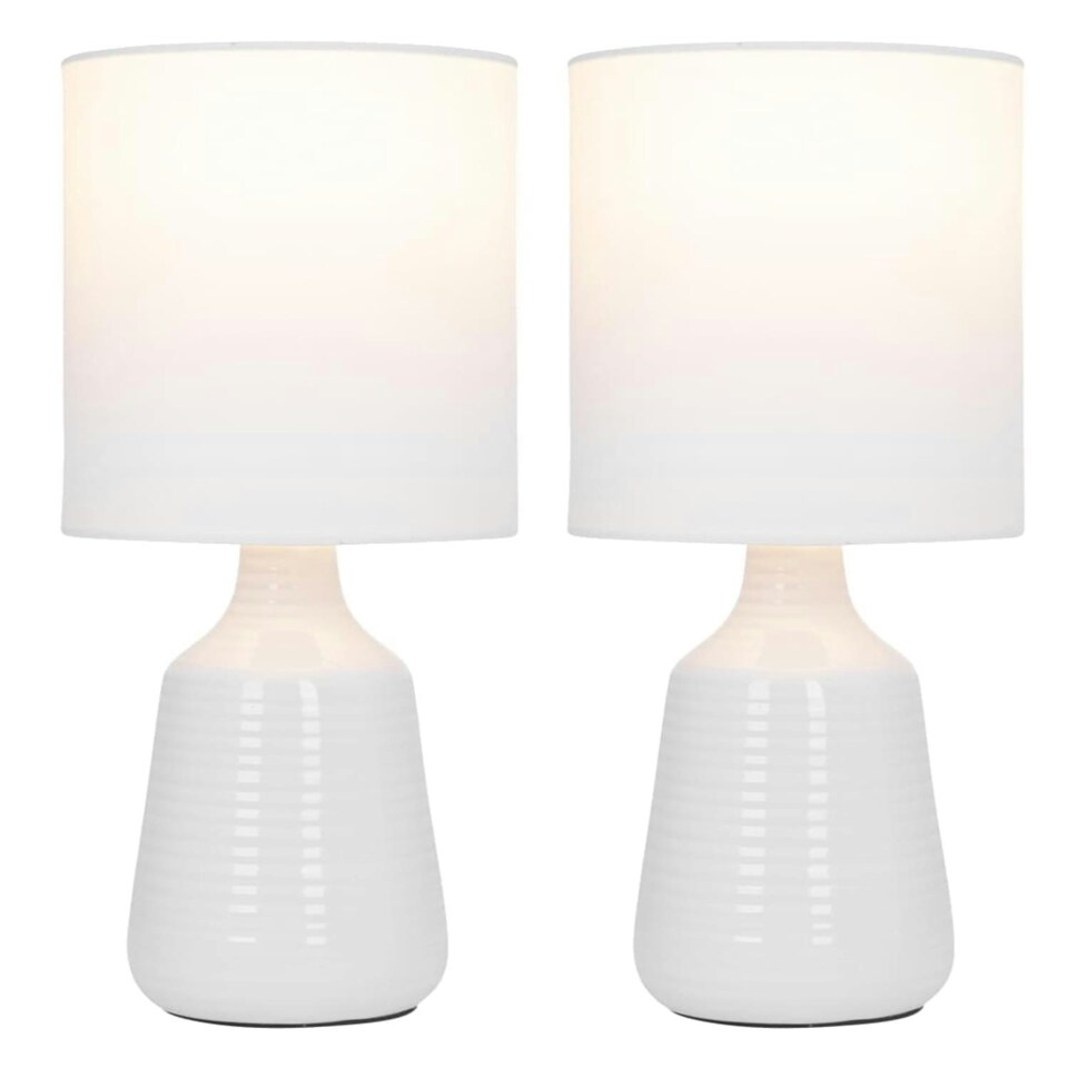 image 1 of First Choice Lighting Set of 2 Ripple 29cm White Lamps White | White