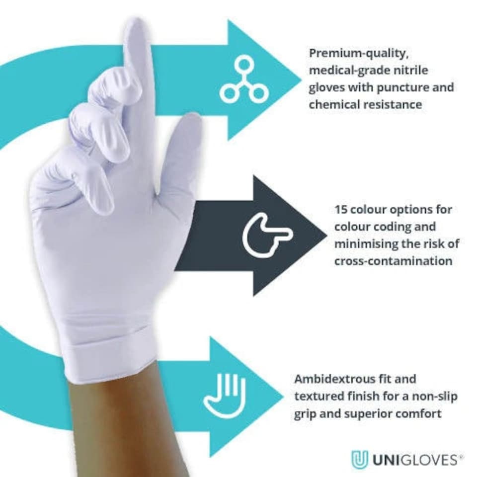 image 1 of Unigloves White Pearl Box of 100 Nitrile Gloves White | Small