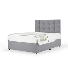 Super Ortho Orthopaedic Silver Plush Velvet Divan Set And Pearl Headboard Double