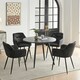 image 1 of SONARA Black Marble Round Dining Table and 4 Faux Suede Chairs Set Modern 4 Seater for Dining Room