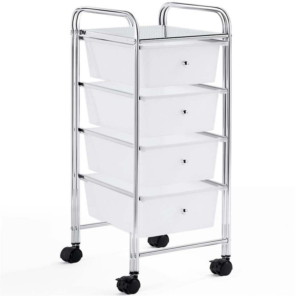 image 1 of Yaheetech 4 Drawers Cart Storage Bin Organizer White