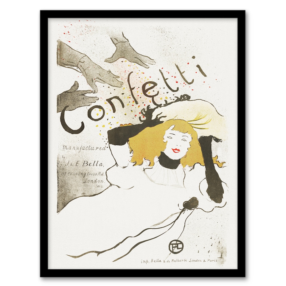 image 1 of Confetti Vintage French Advert Vintage Framed Wall Art Print Lautrec 12x16"