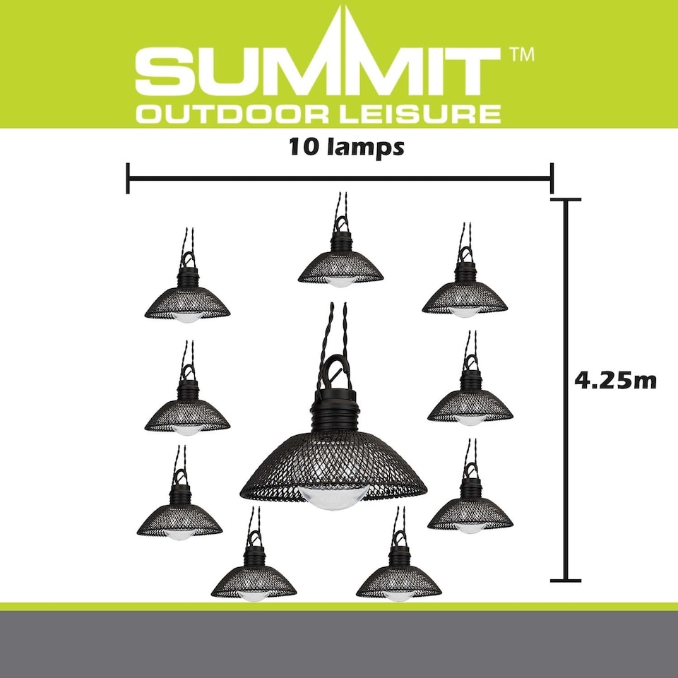 image 1 of vfm-estore Solar Mesh String Lights Warm White 4.25m 10 Lamps