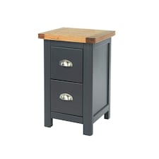 Dunkeld 2 Drawer Midnight Blue Petite Bedside Cabinet Blue | Antique Oak effect wax