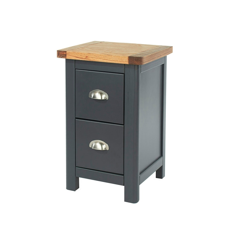 image 1 of Dunkeld 2 Drawer Midnight Blue Petite Bedside Cabinet Blue | Antique Oak effect wax