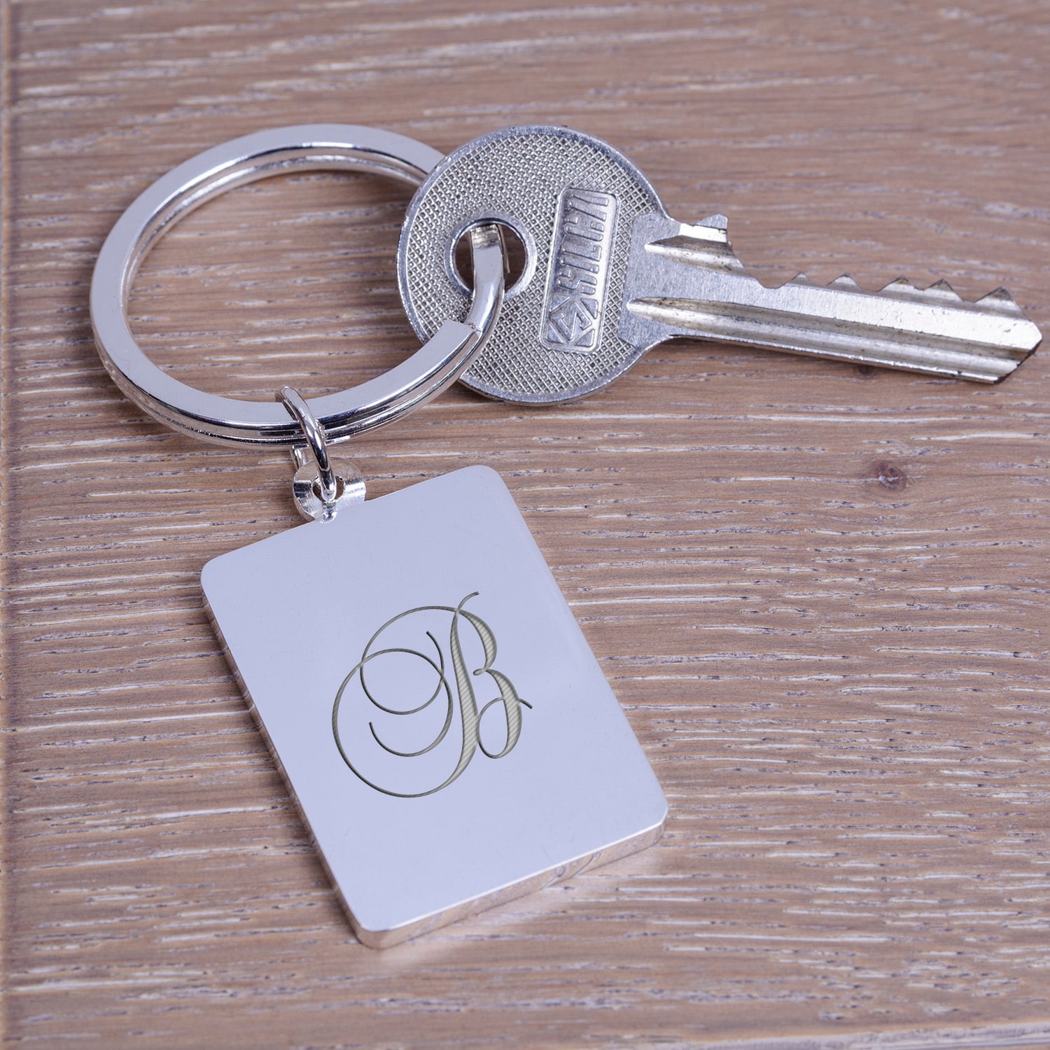 Uniqueful Personalised Script Initial Silver Plated Key Ring New Home Couple