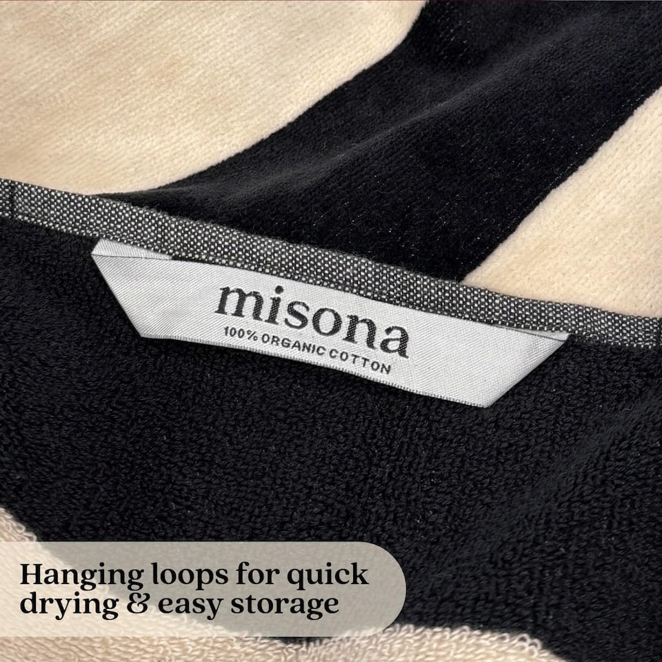 image 1 of Extra Large Organic Cotton Striped Beach Towel | Black | Black/Natural | One size | 1