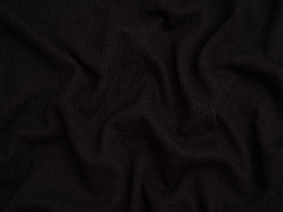 Minerva Core Range Black Mini Waffle Textured Stretch Knit Fabric for Dressmaking, 150cm / 59" Wide - per metre