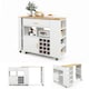 image 1 of COSTWAY 2-in-1 Kitchen Island Bar Table Storage Trolley White