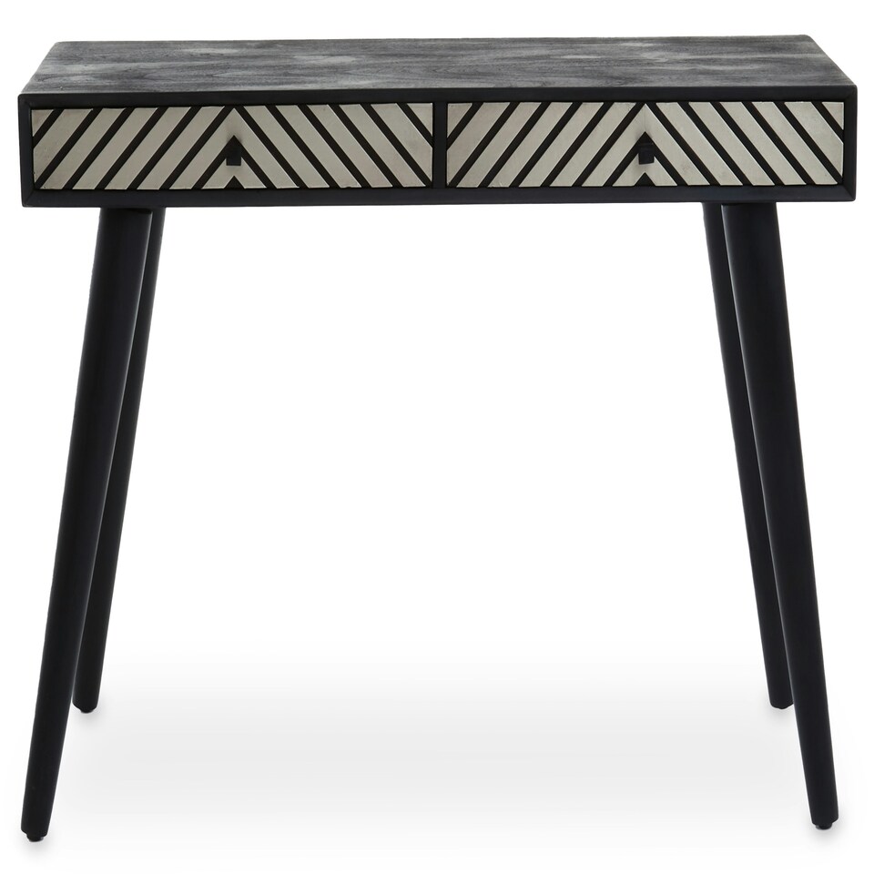 image 1 of Interiors by Premier Black and White Two Drawer Console Table Black