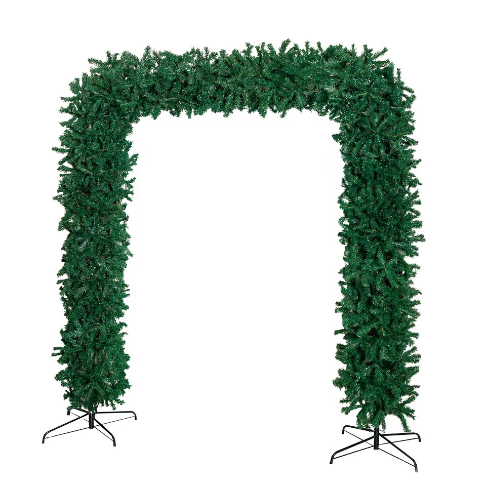 image 1 of 8ft (2.35m) Samuel Alexander Double Door Plain Green Flat Top Christmas Tree Arch with 2000 Tips