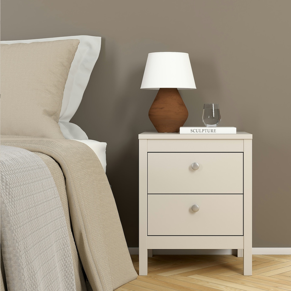 image 1 of Madrid Bedside Table 2 Drawers in Cashmere N/A