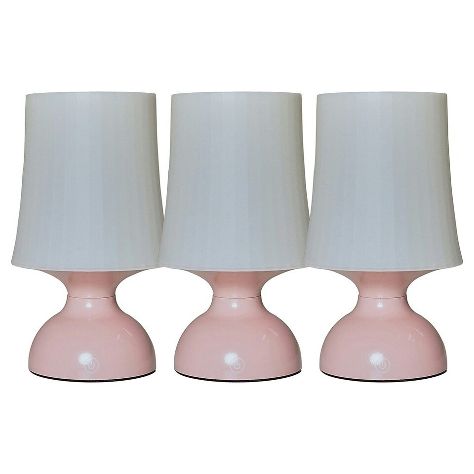 image 1 of ValueLights 3 Pack Wireless Outdoor Battery Operated LED Pink Touch Table Lamps | Pink
