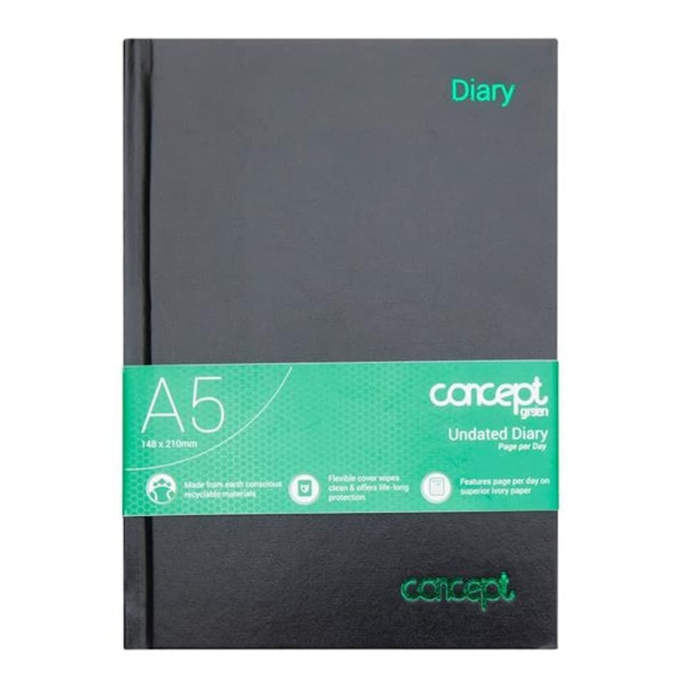 image 1 of A5 Page A Day Undated Diary by Concept Green