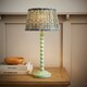 image 2 of ValueLights Bobbin Green Table Lamp Floral Pleated Shade
