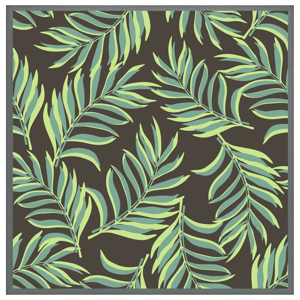 image 1 of Green palm leaves (Picutre Frame) Brown | Oak | S