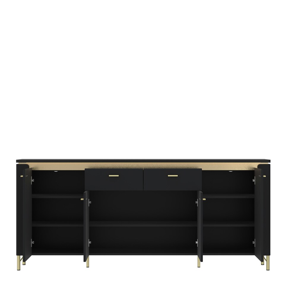 image 1 of Genoa Sideboard 4 Door 2 Drawer in Black Matt/Gold