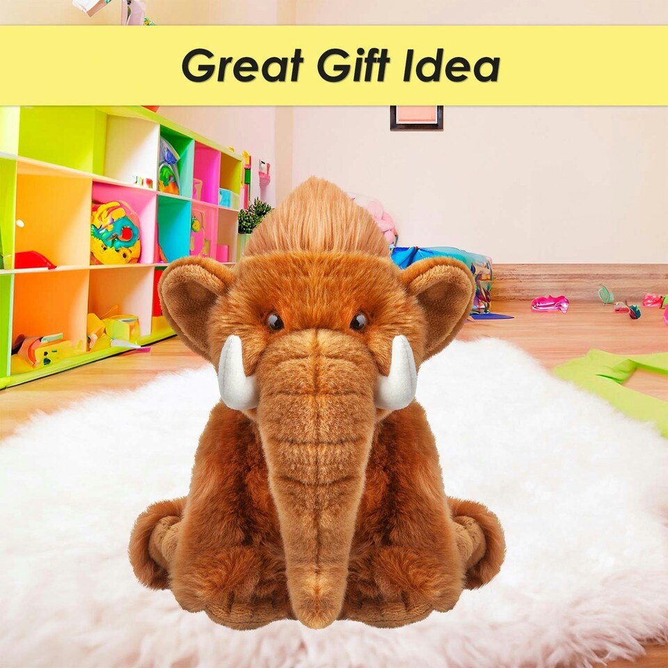 image 1 of Woolly Mammoth Soft Toy Cute Plushie Huggable Cuddly Stuffed Toy Gift 30cm Brown