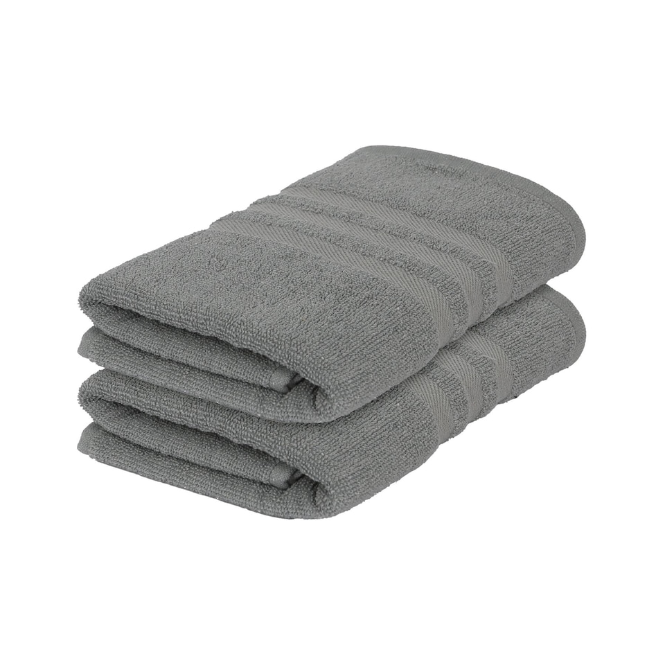 image 1 of Nicola Spring Cotton Hand Towels - 90cm x 50cm - Grey - Pack of 2