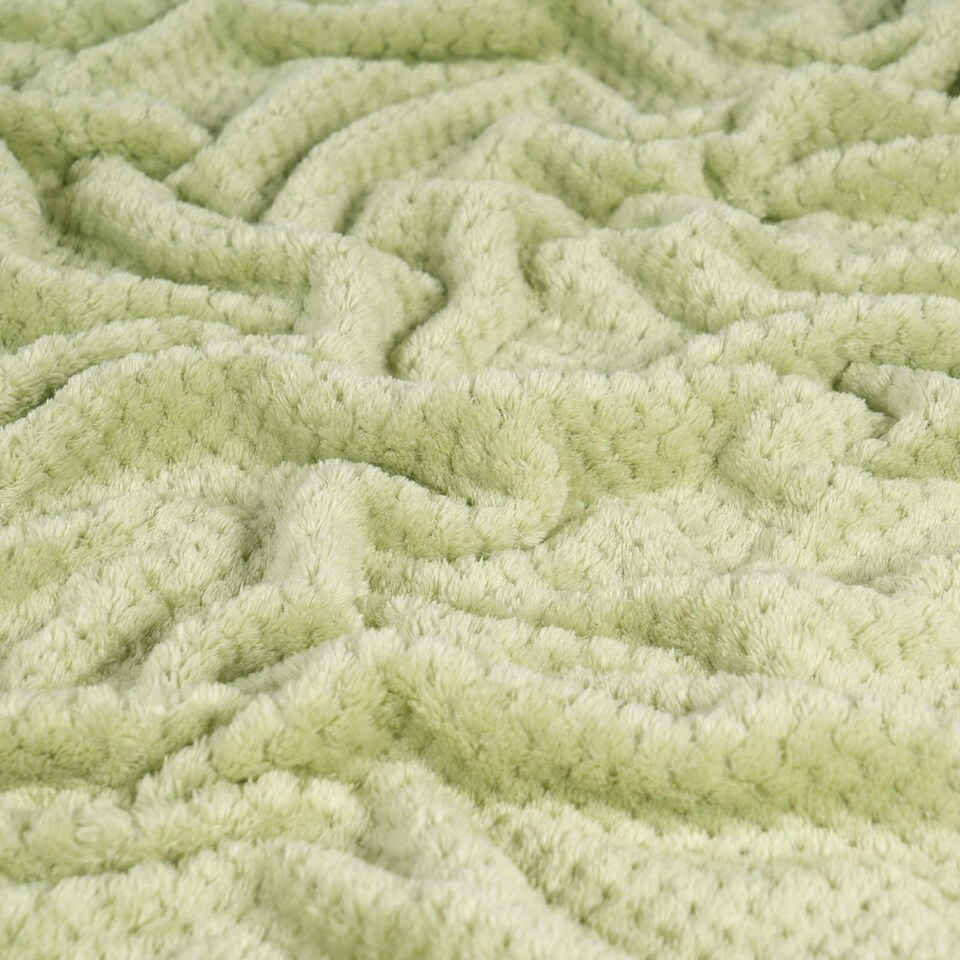 image 1 of Dreamscene Luxury Mink Waffle Blanket, 150x200cm - Sage Green