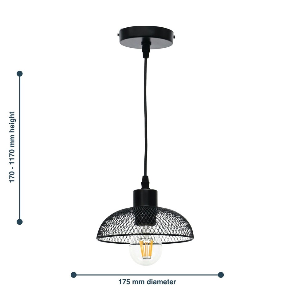 image 1 of Set of 2 Cassidy - Small Black Mesh Ceiling Pendant Lights Black