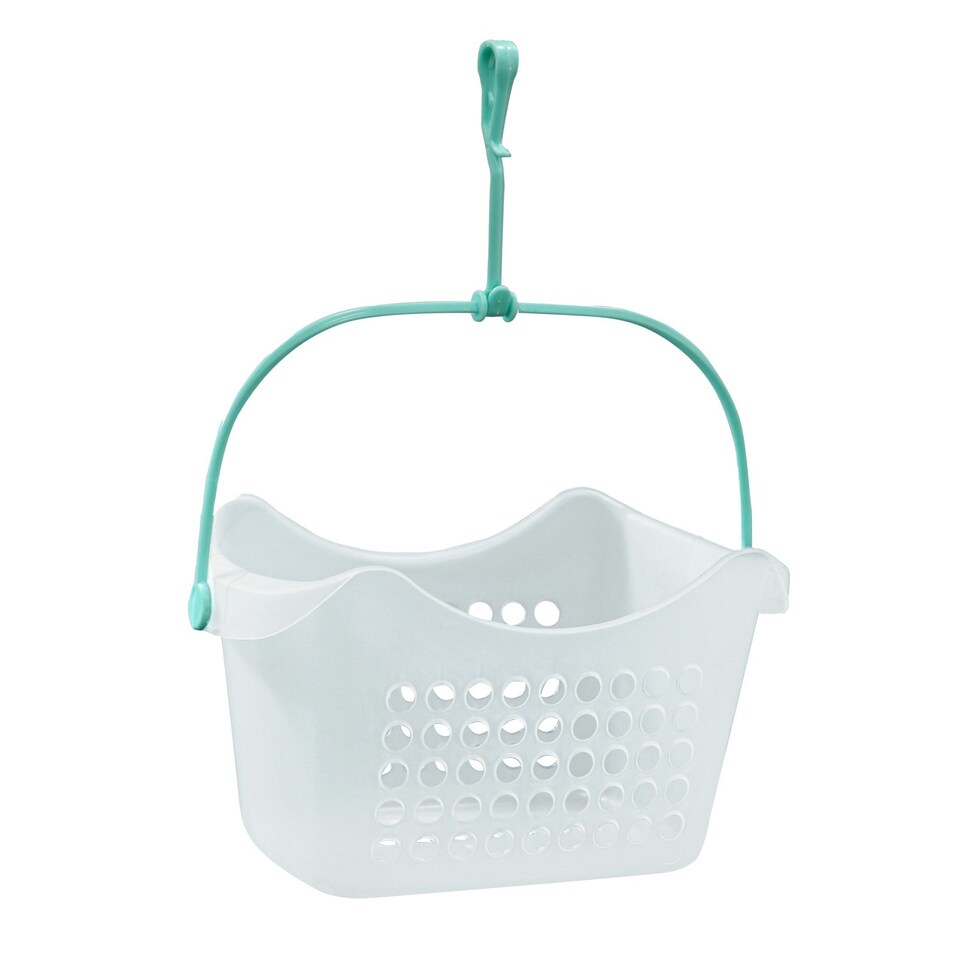 image 1 of JVL Plastic Peg Basket with 72 Wooden Dolly Pegs, Brown