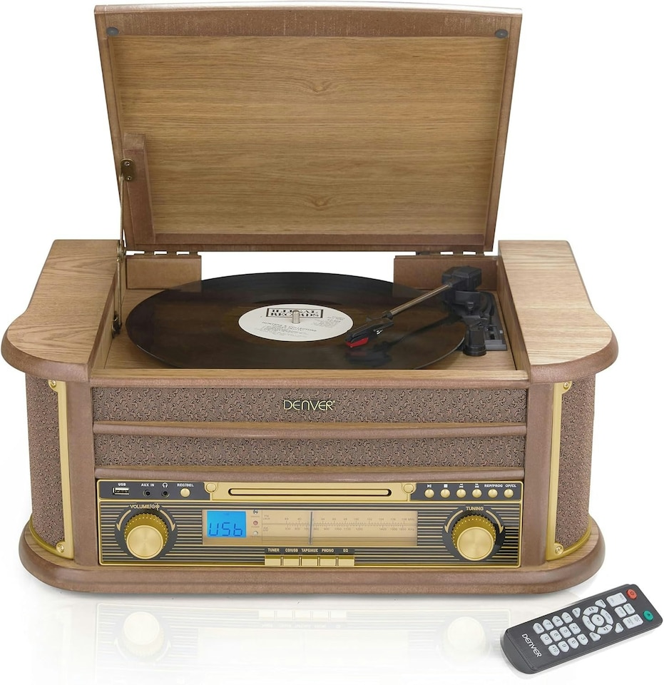 image 1 of Denver MCR-50BT Vintage Retro Bluetooth Music Centre with CD, Cassette, and USB HiFi System