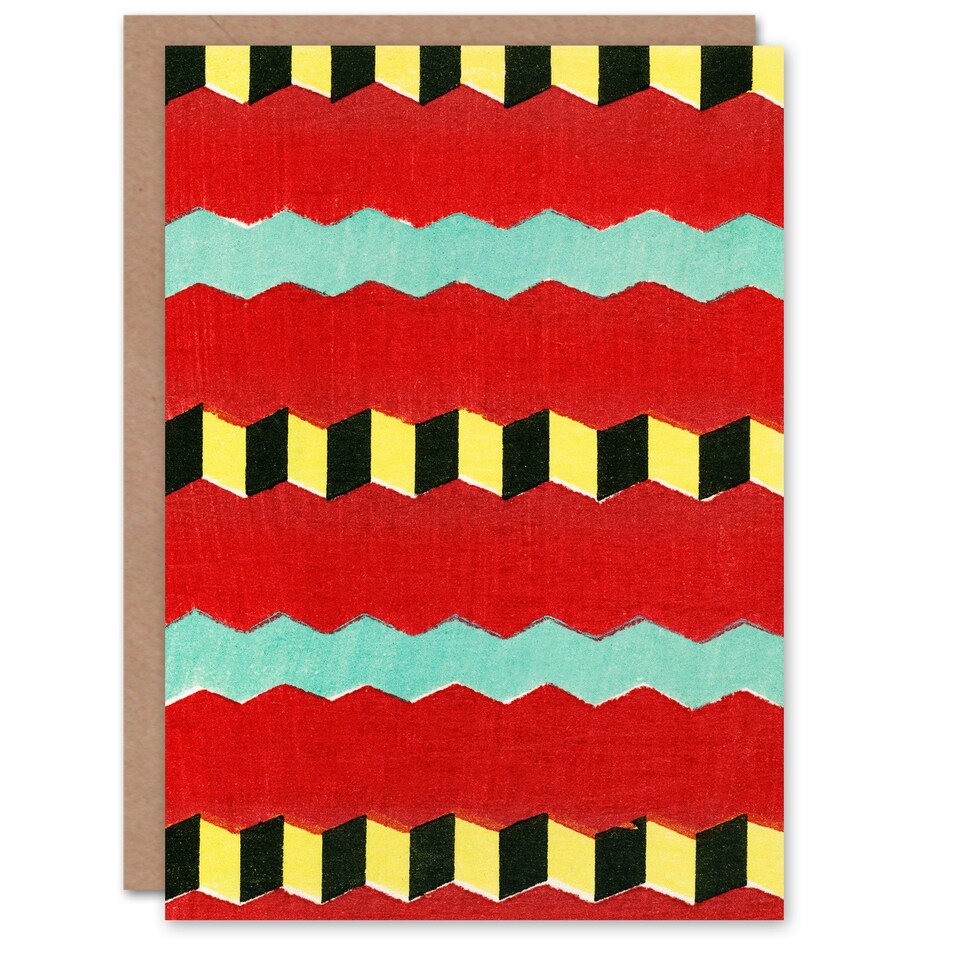 image 1 of Furuya Korin Japanese Art Card Shima Zigzag Textile Patterns