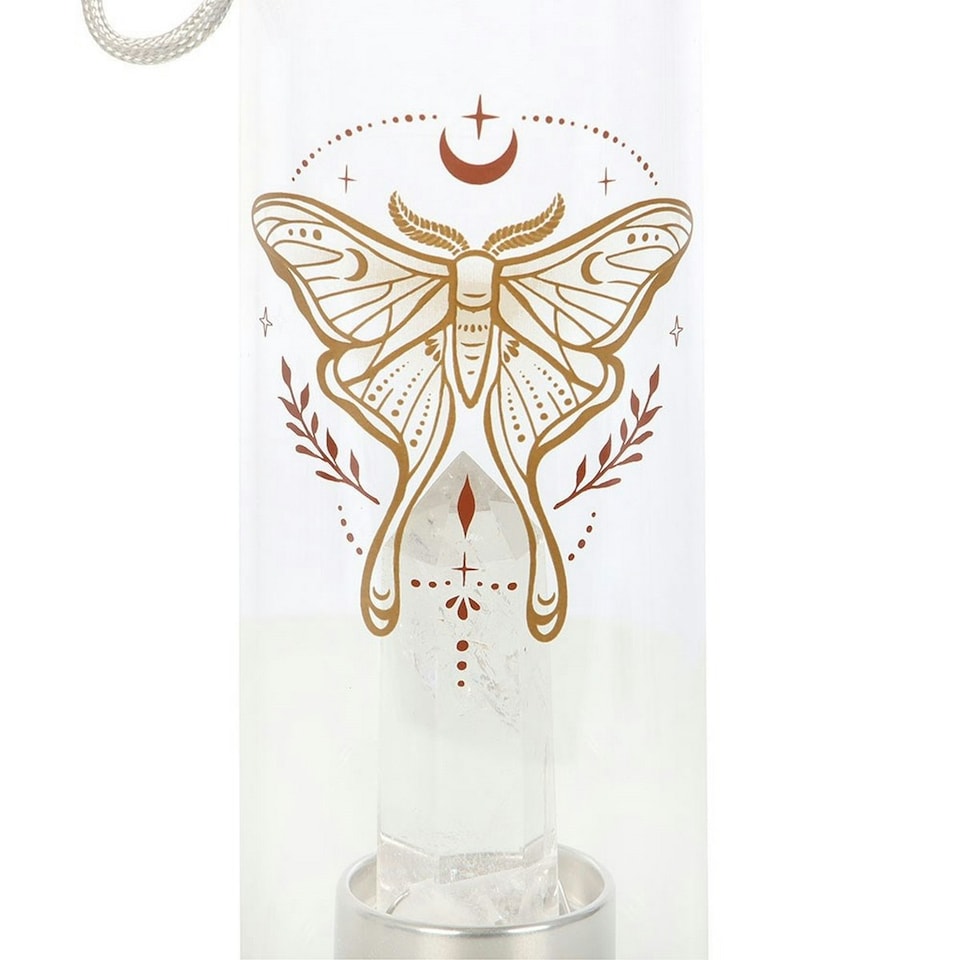 image 1 of Something Different Luna Moth Clear Quartz Water Bottle - Clear/Brass - One Size Clear | One Size