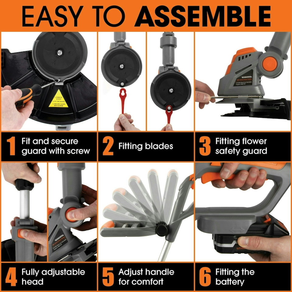image 1 of Terratek 20V Cordless Strimmer,30 Blades, 2 Batteries & 1 Charger